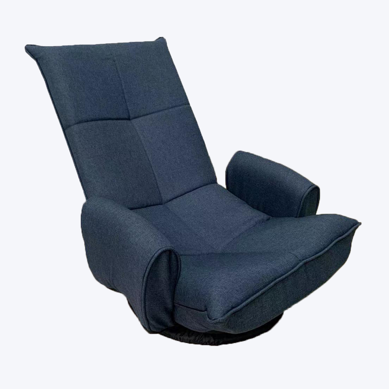 Draaibare fauteuil in donkerblauwe stof met armleuningen 730-S2-F