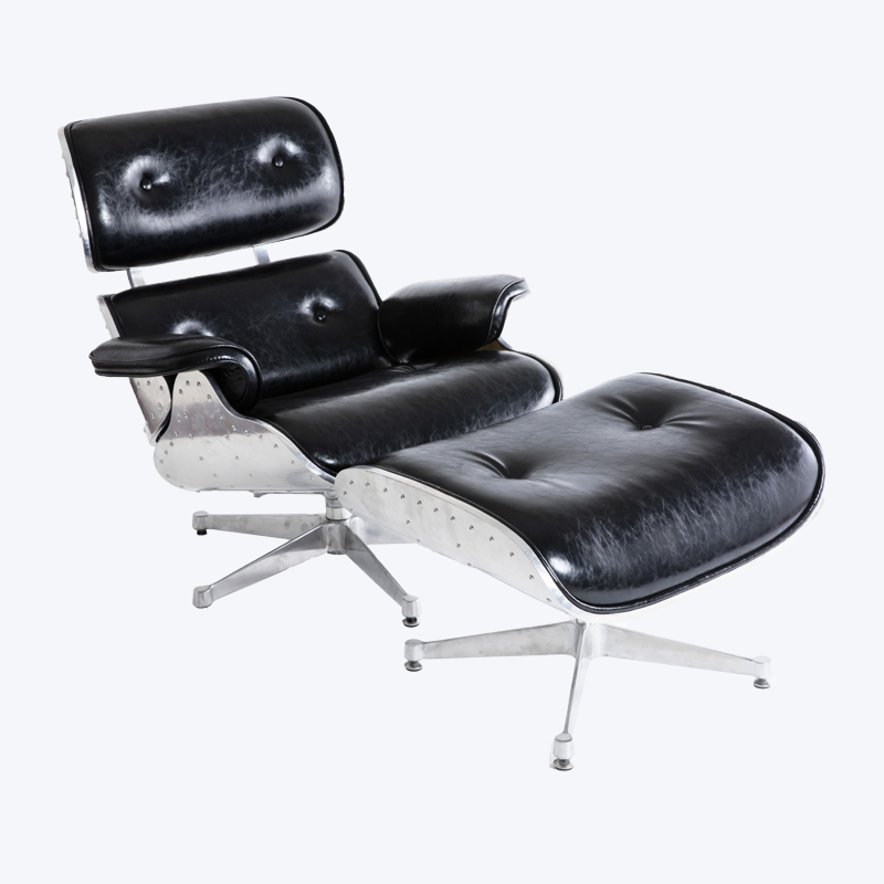 Klassieke Eames Lounge Chair Legering Lounge Chair en voetenbank GK85-ALM